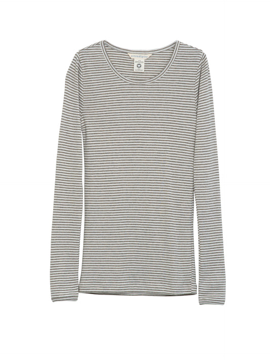 Slim Tee Stripe, Taupe/off white - Serendipity