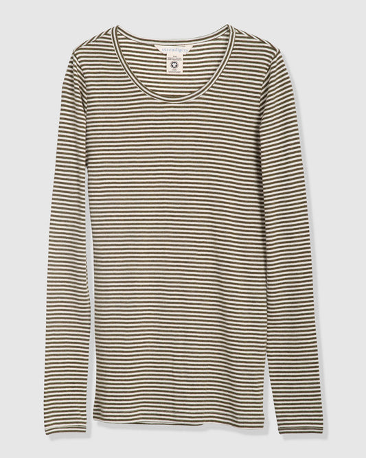 Slim Tee Stripe, Seaweed/Offwhite - Serendipity